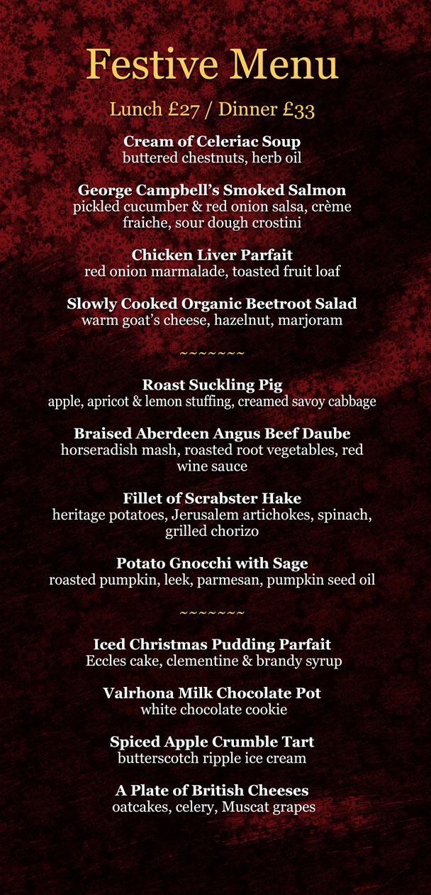kyloe Steak Restaurant Edinburgh christmas Menu